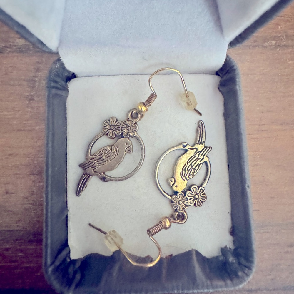 Clean Bronze Gold Parrot Earrings